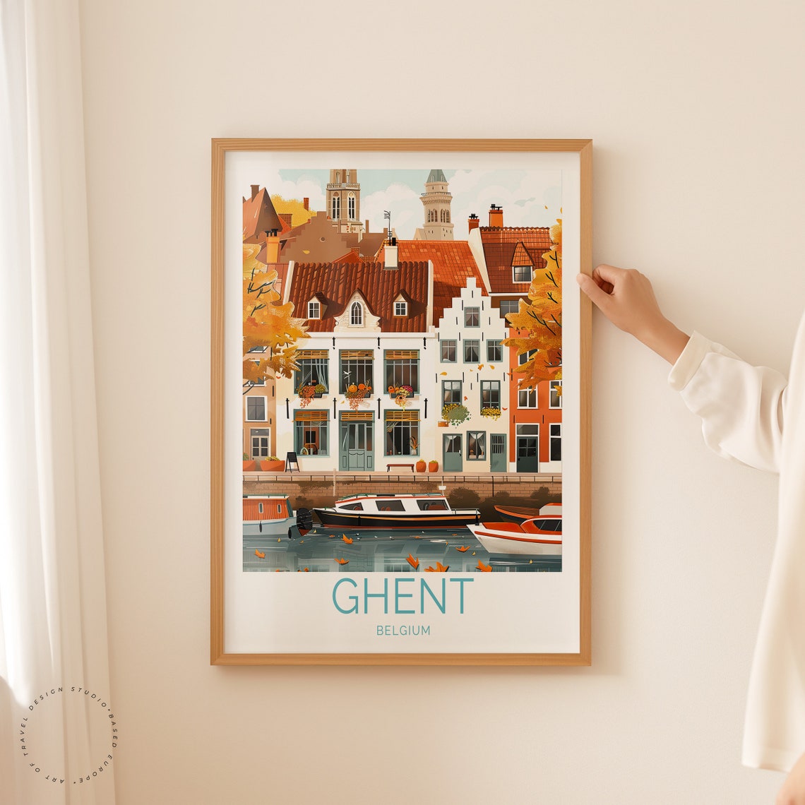 Ghent Belgium Travel Poster Belgium Wall Art Ghent Print Home Decor Custom Travel Poster Wedding Gifts Birthday Present - Image 2