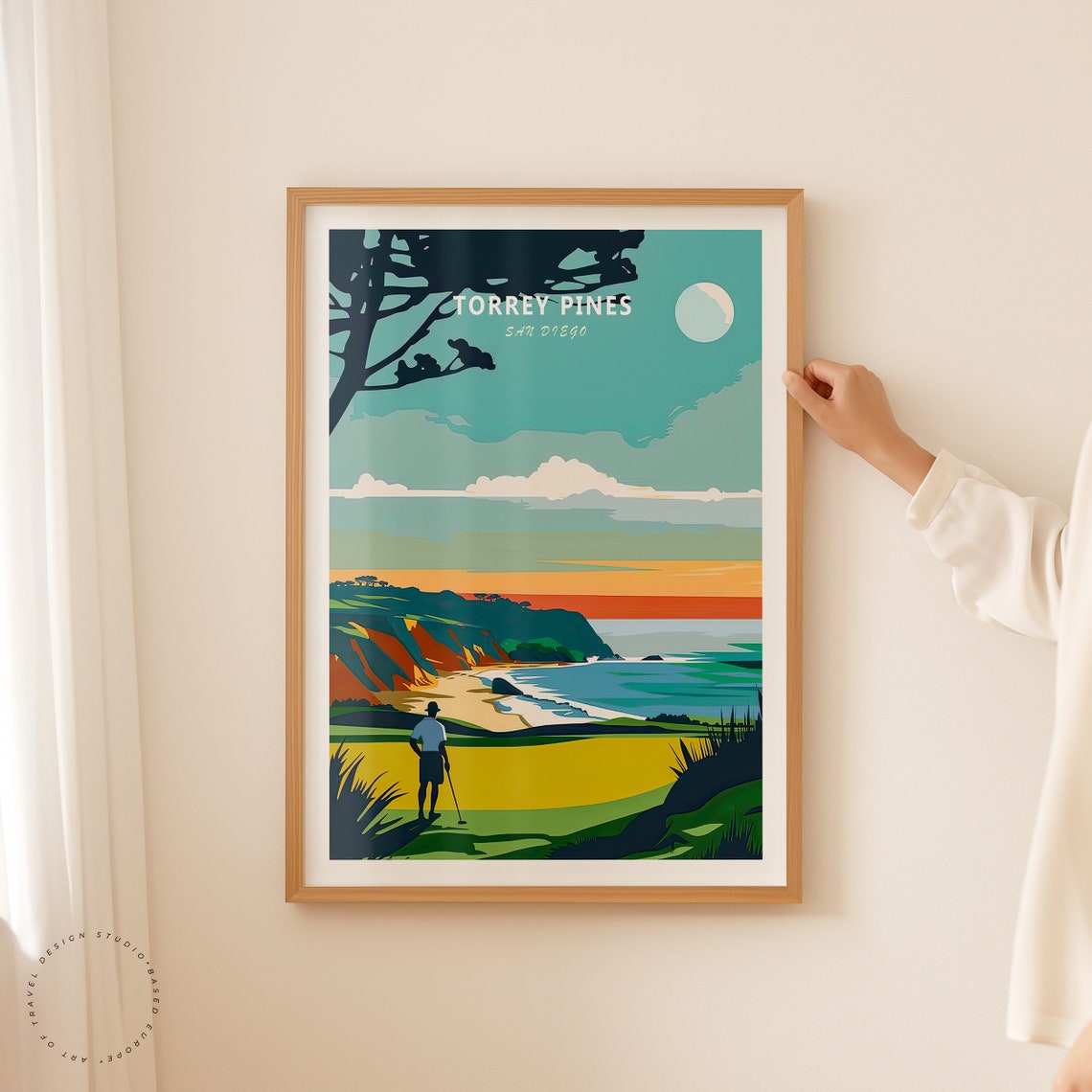 Torrey Pines San Diego Golf Glowing Sunset Ocean Cliffs Poster - Image 2