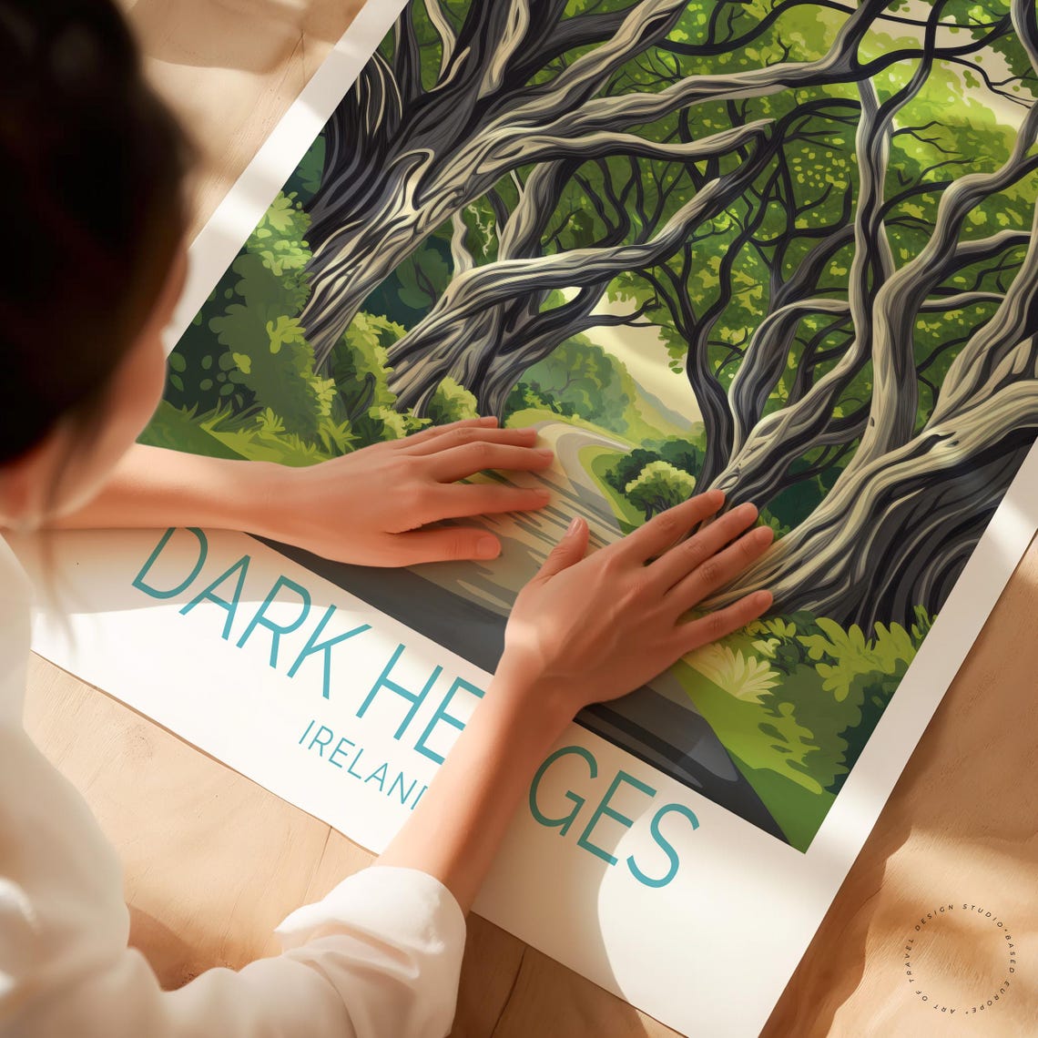 Dark Hedges Ireland Twisted Beech Trees Avenue Winding Road Poster - Image 3