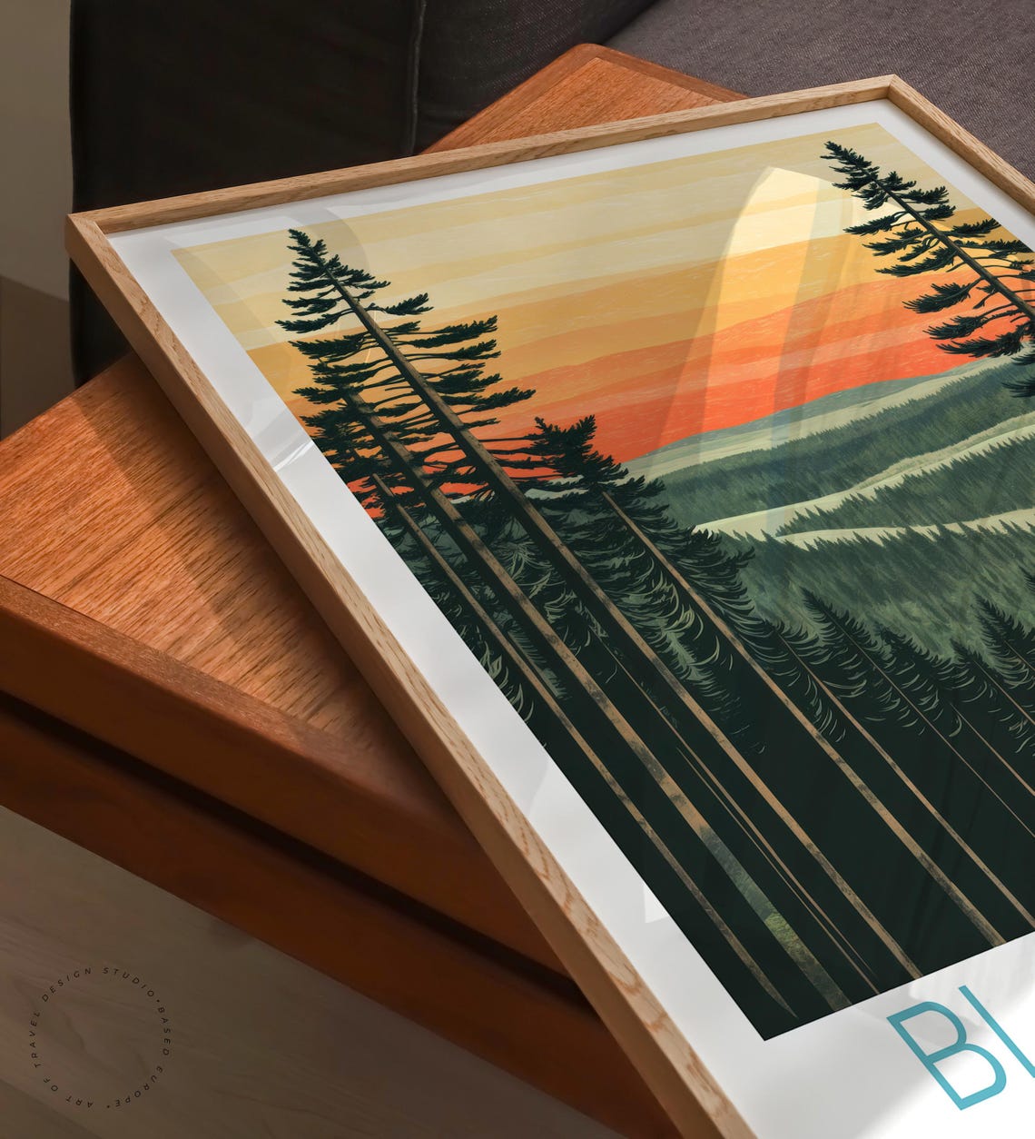 Black Forest Germany Towering Pines Orange Sunset Valley Poster - Image 6