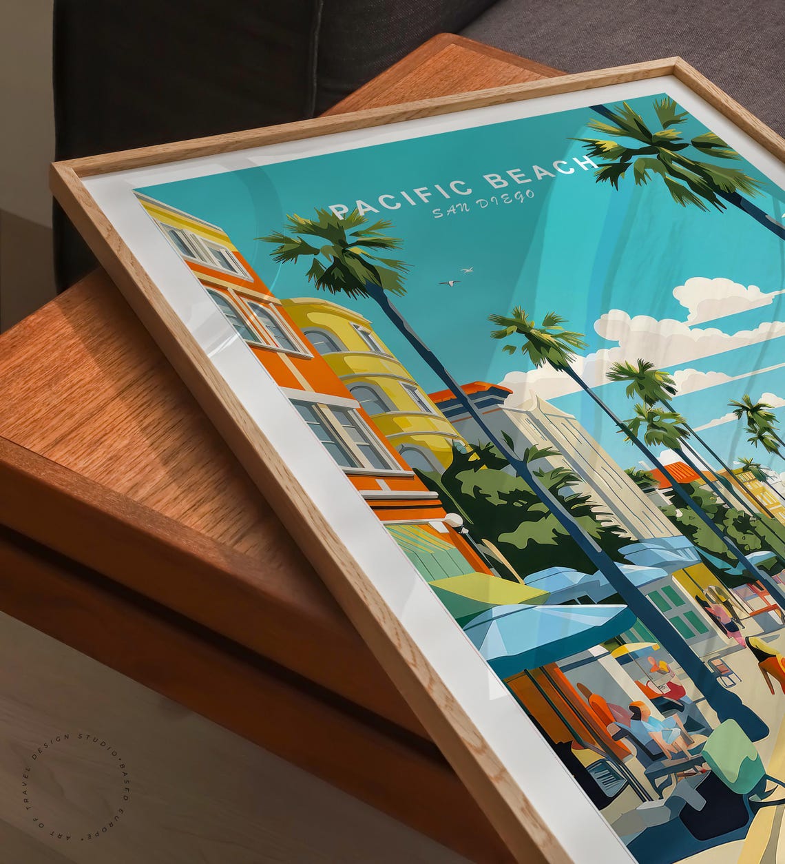 Pacific Beach San Diego Boardwalk Palm Trees Beach Stroll Poster - Image 3