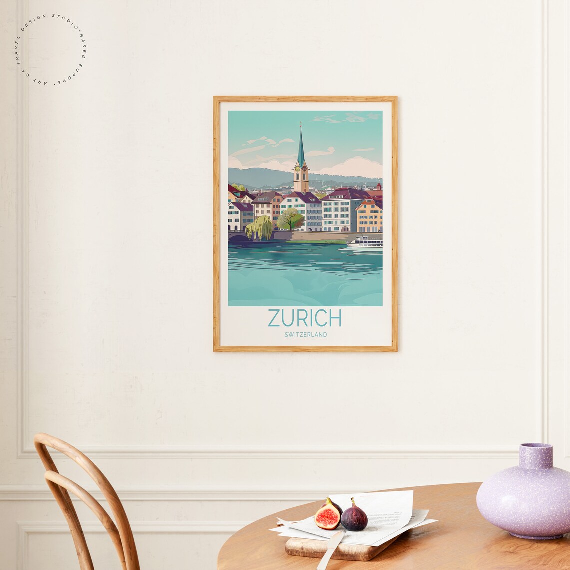 Zurich Switzerland Old Town River Church Tower Vintage Travel Poster - Image 4