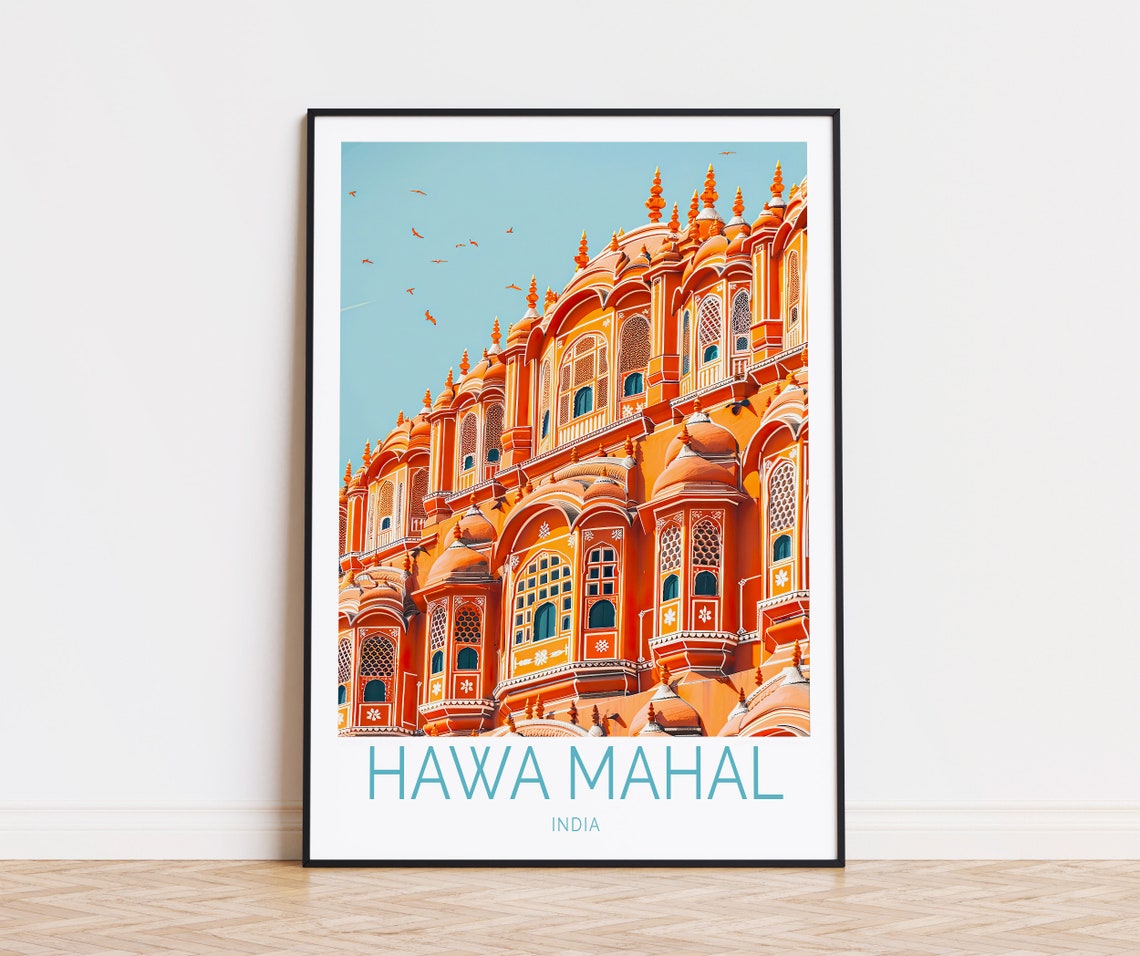 Hawa Mahal India Jaipur Palace Coral Facade Clear Day View Poster