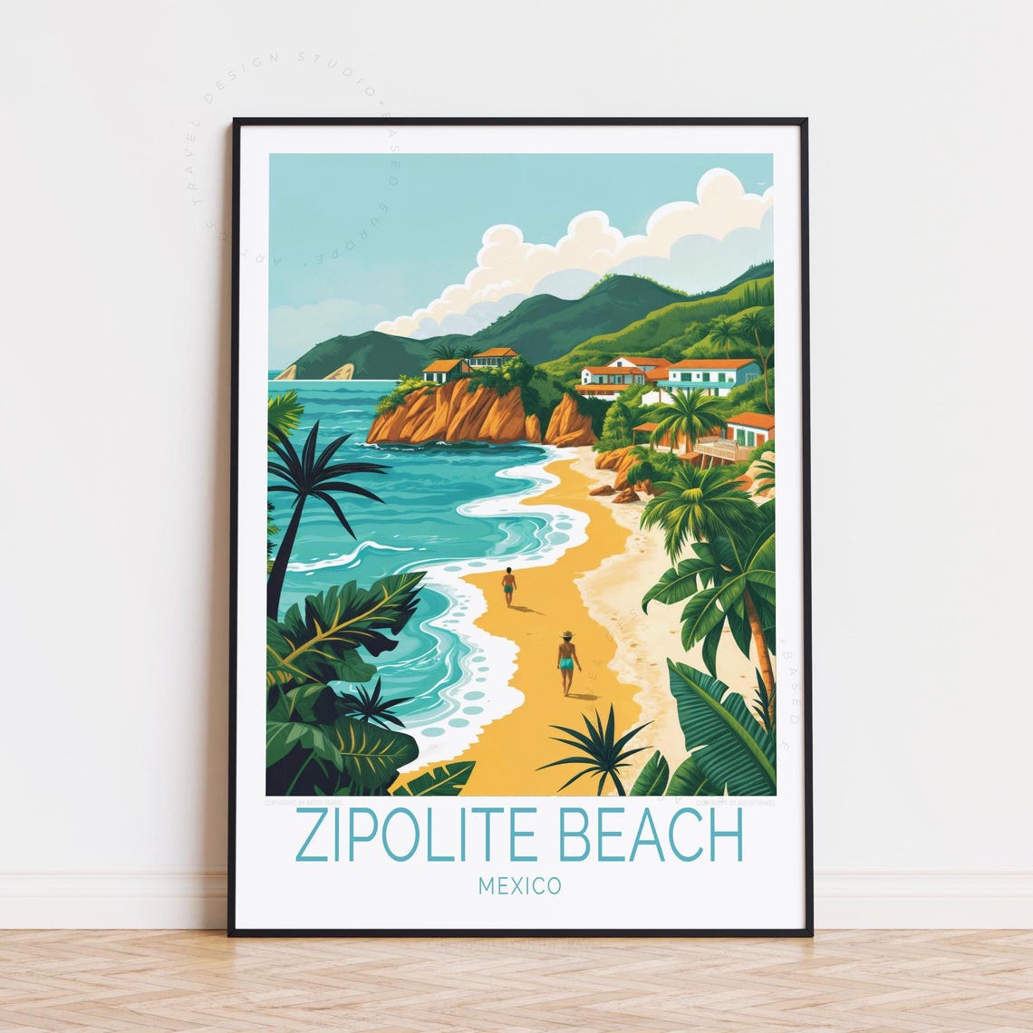 Zipolite Beach Travel Poster, Mexico Art Print