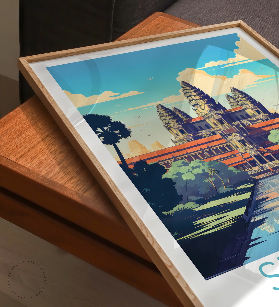 Angkor Wat Cambodia Temple Causeway Reflection Travel Poster - Image 3
