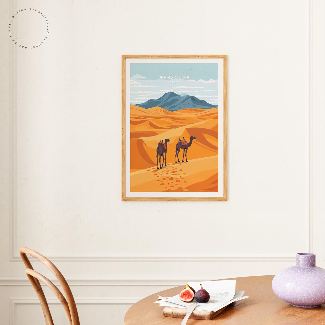 Merzouga Morocco Sahara Dunes Camels Vintage Desert Travel Art Poster - Image 4