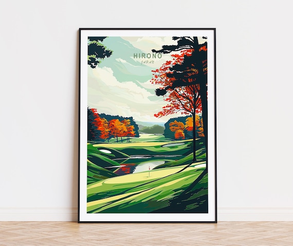Hirono Travel Poster Hirono Japan Print Japan Wall Art Hirono Golf Club Print Personalised Present Birthday Gifts