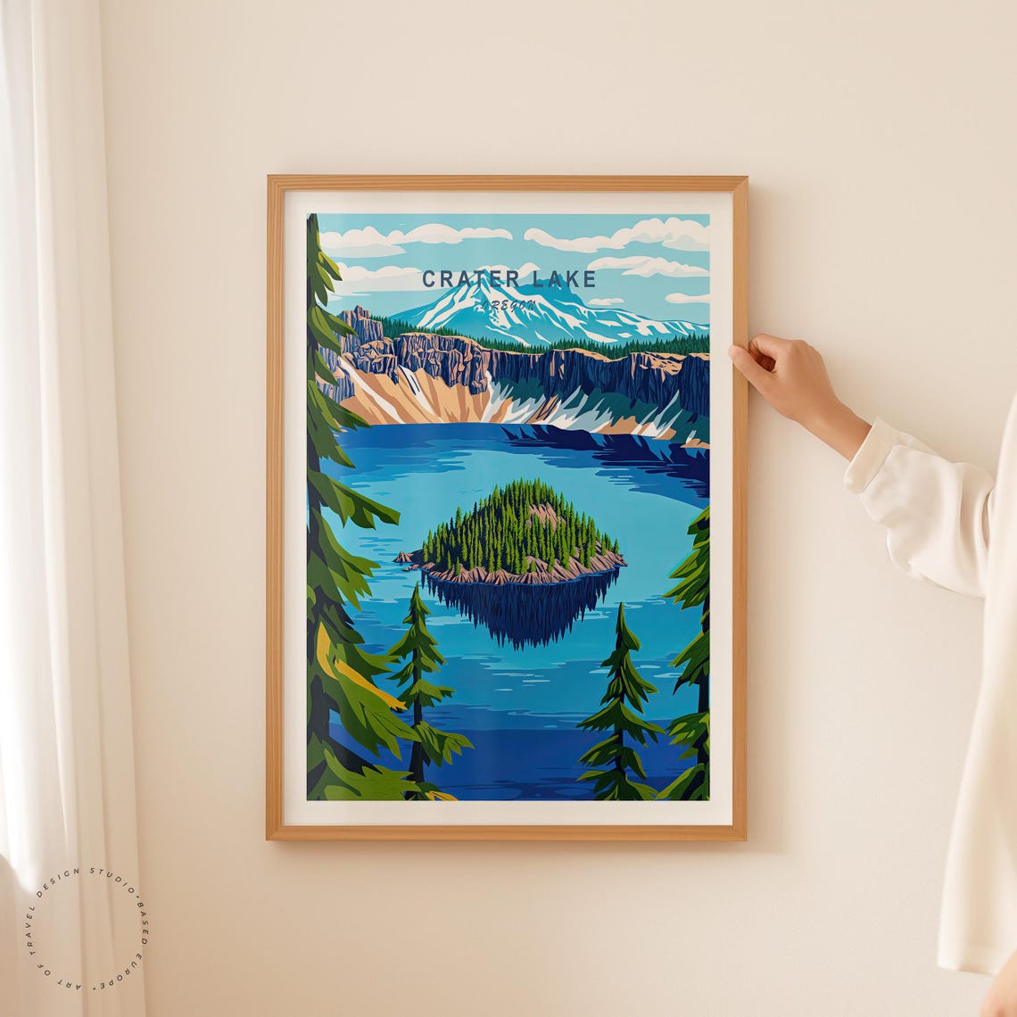 Crater Lake Oregon Island Reflection Caldera Lake Scene Poster - Image 2