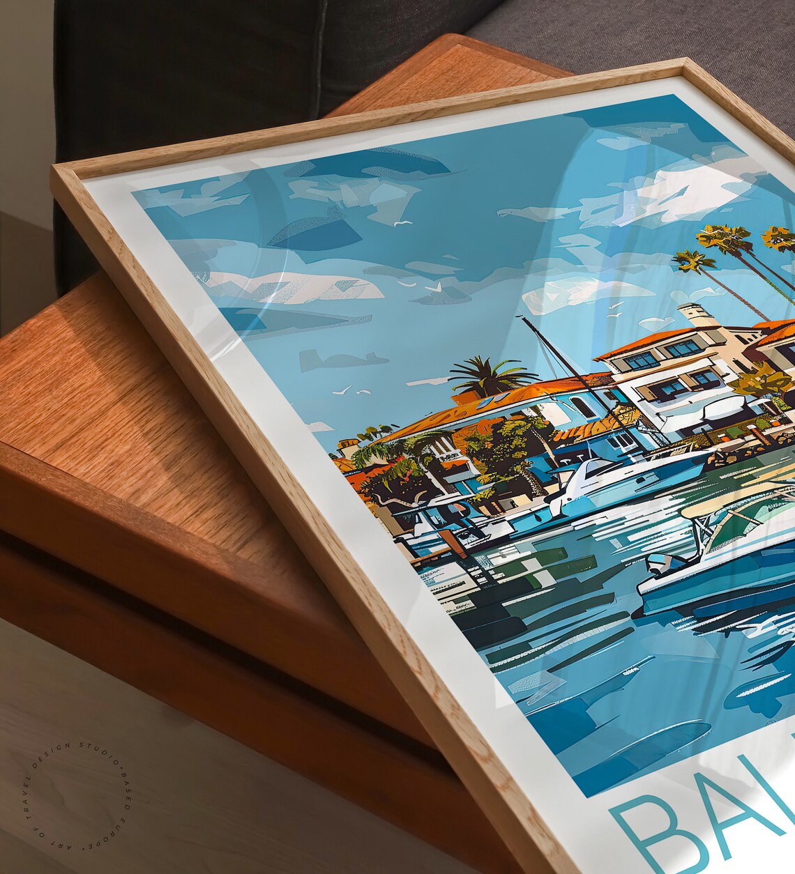 Balboa Island Newport Beach Marina With Boats And Palm Trees Poster - Image 3