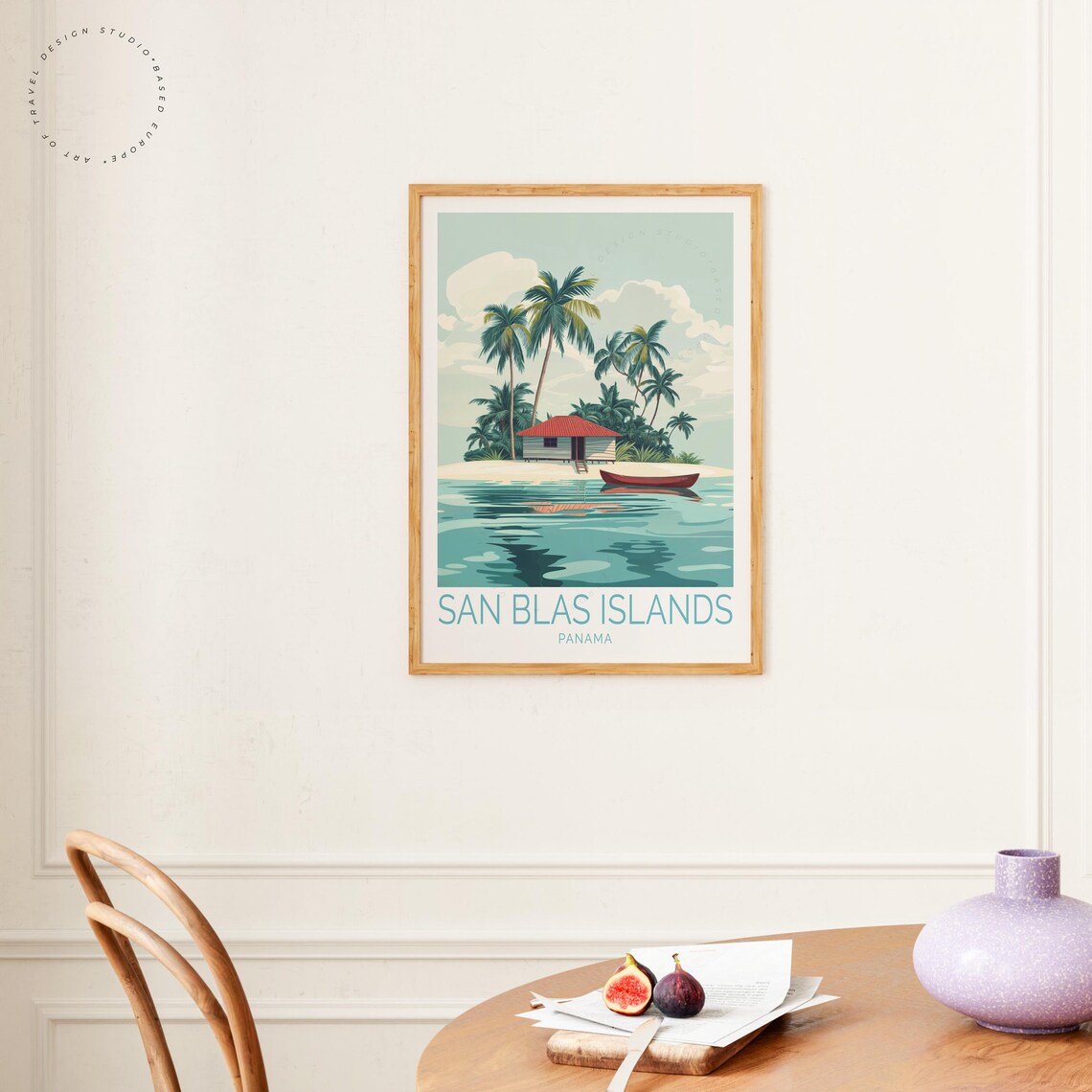San Blas Islands Panama Beach Hut Red Boat Lagoon Travel Poster - Image 4