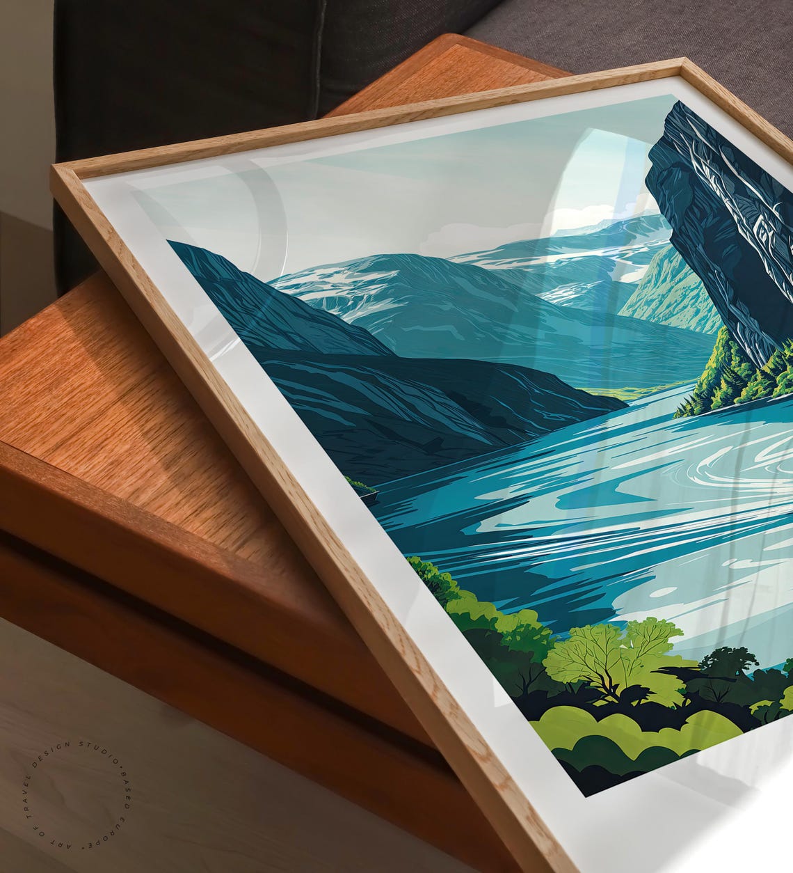 Fjords Norway Cruise Boat Between Steep Glacier Carved Cliffs Poster - Image 3