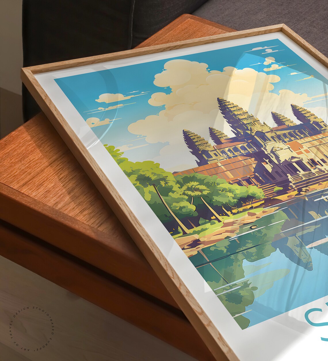 Cambodia Angkor Wat Siem Reap Temple Sunrise Reflection Travel Poster - Image 3