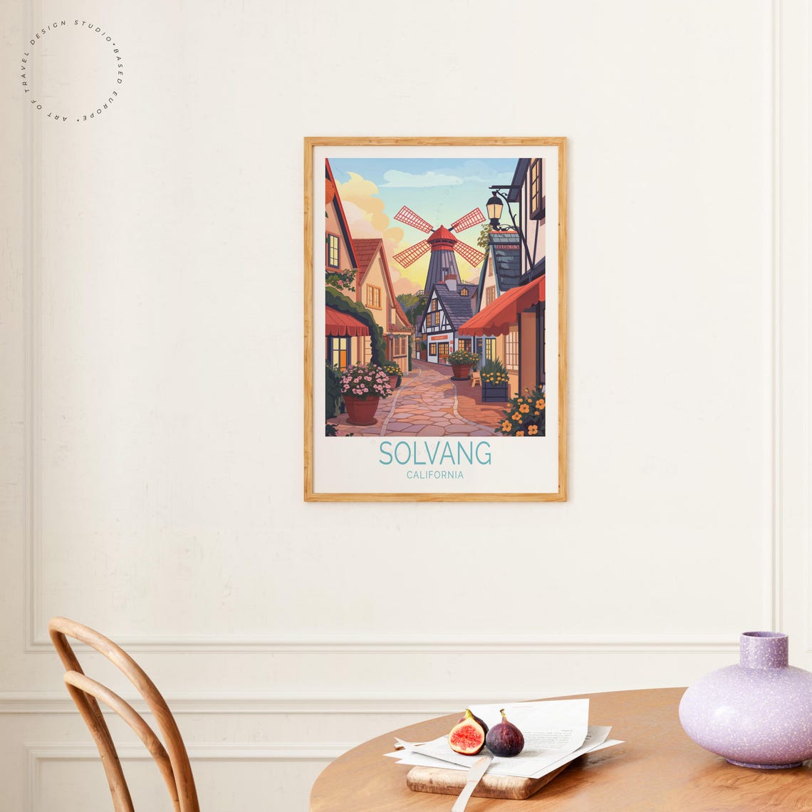 Solvang California Windmill Sunset Flower Shops Half Timbered Poster - Image 4