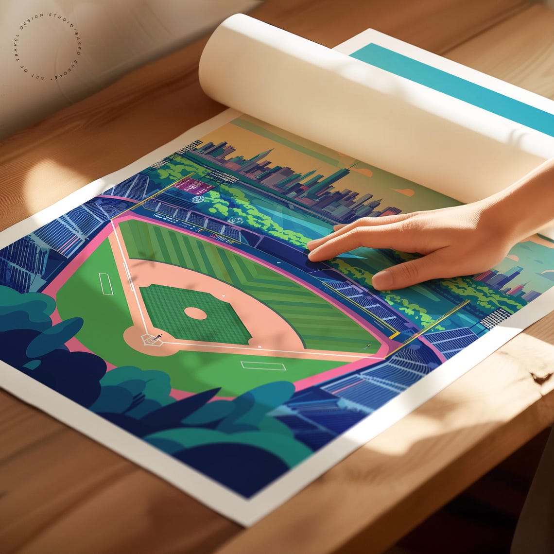 The Bronx New York Baseball Stadium Sunset Manhattan Skyline Poster - Image 2