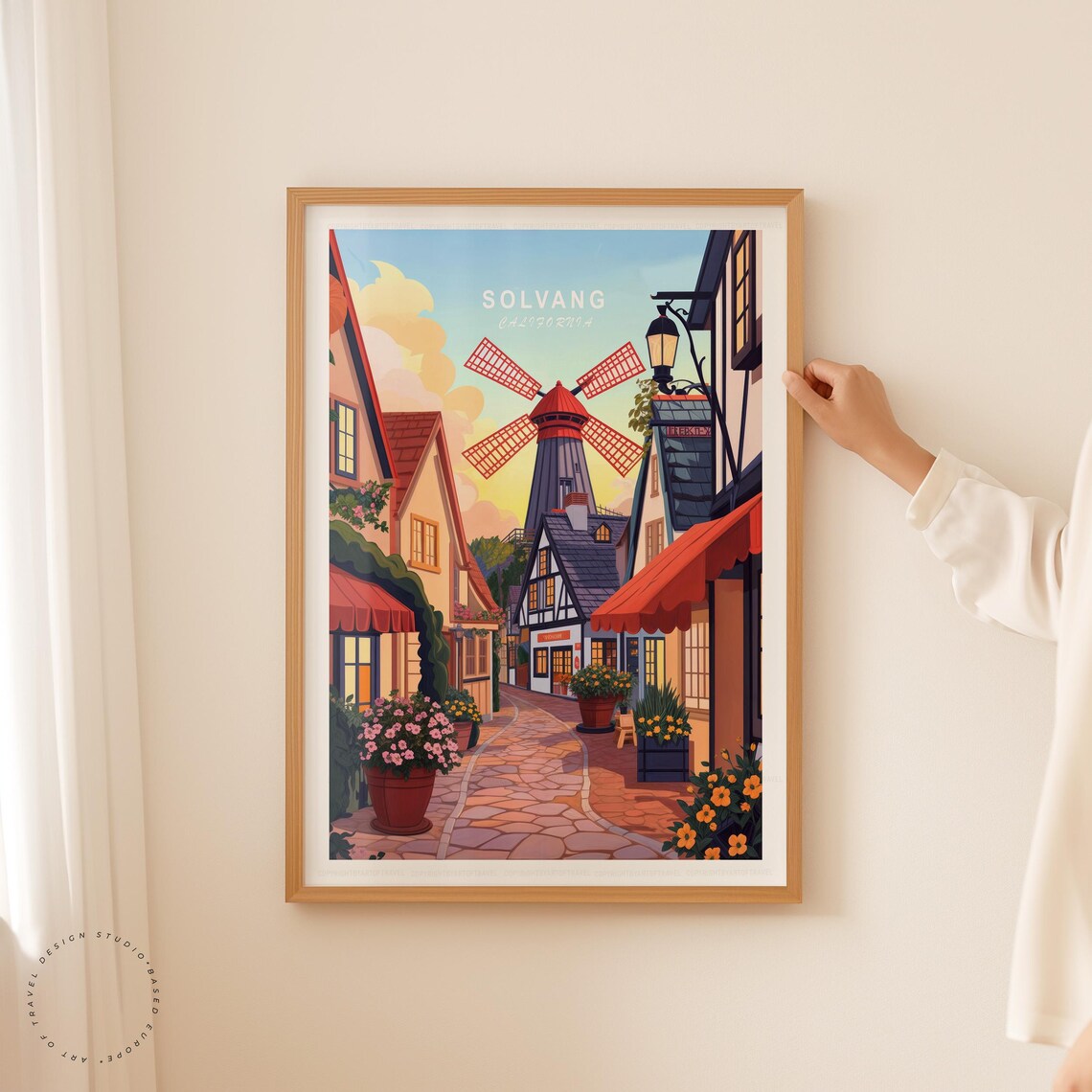 Solvang California Windmill Blue Sky Half Timbered Shops Daytime Poster - Image 5