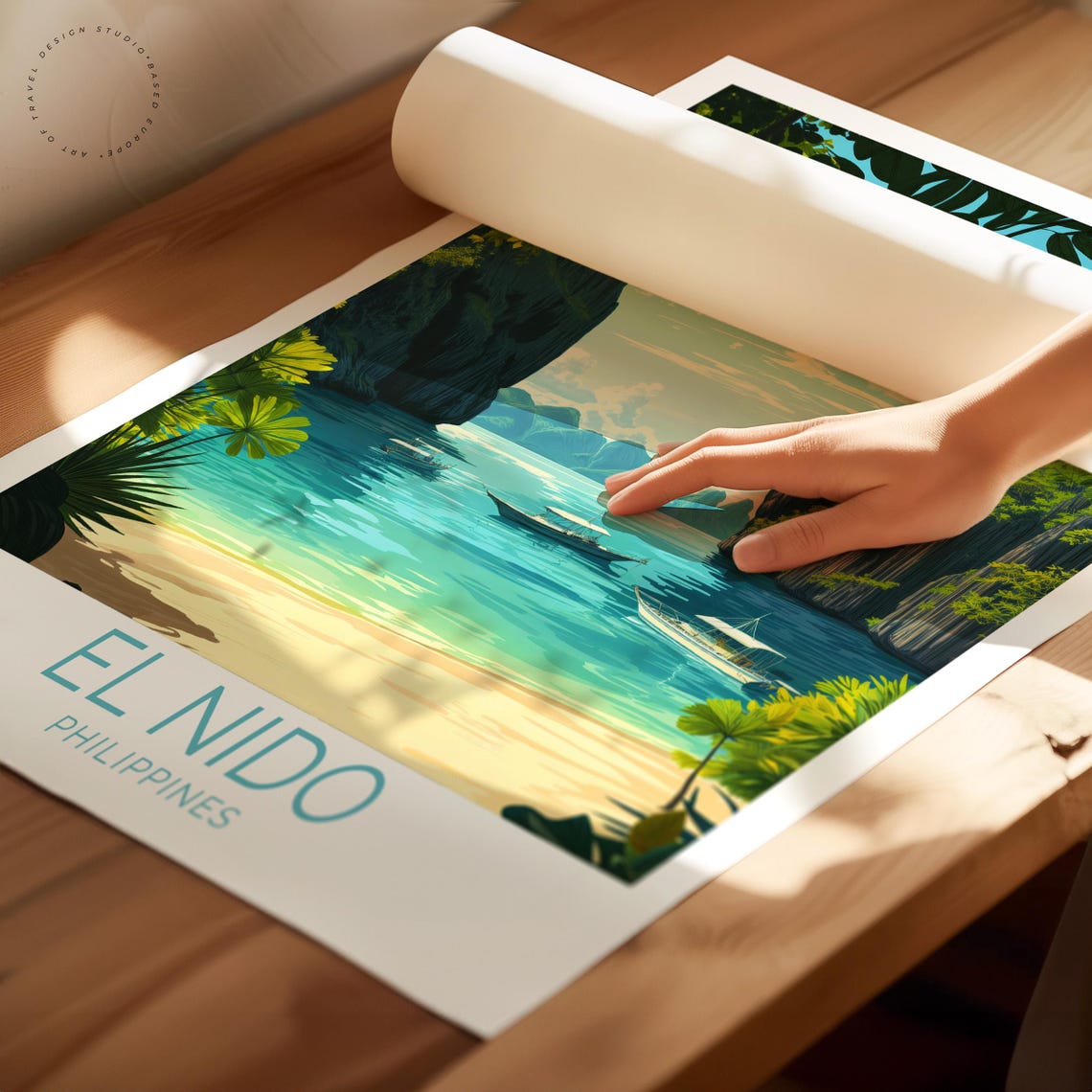 El Nido Philippines Island Boats Limestone Cliffs Travel Poster - Image 2