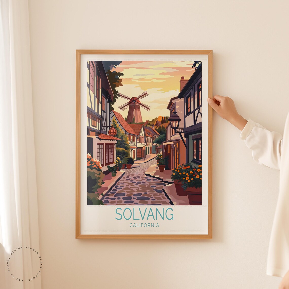 Solvang California Danish Village Windmill Sunset Cobblestone Poster - Image 5