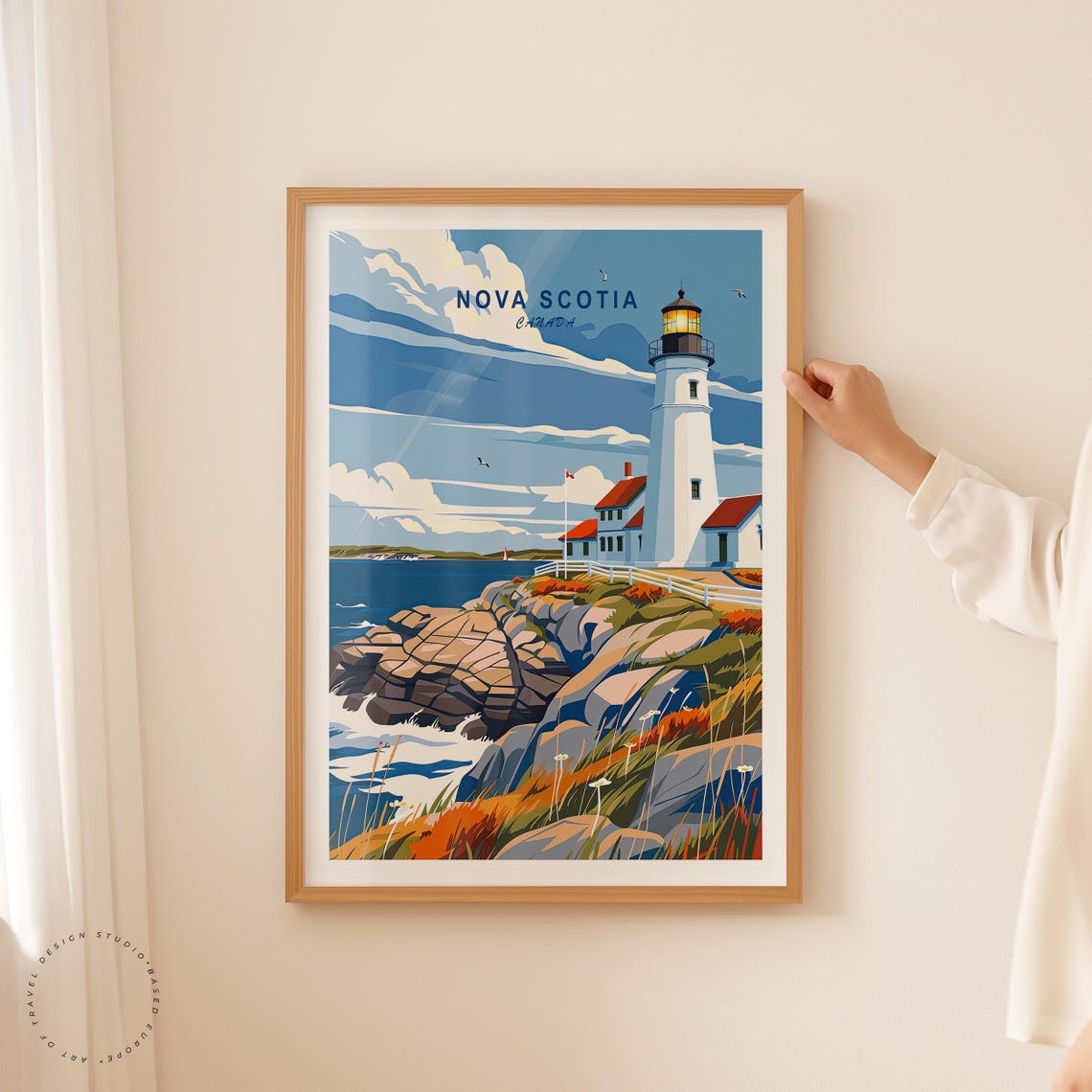 Nova Scotia Canada Lighthouse Rocky Cliffs Ocean Coast Poster - Image 2