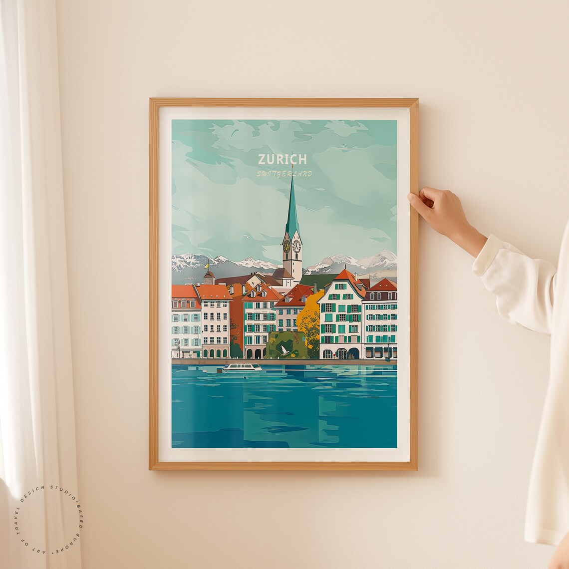 Zurich Switzerland Old Town Skyline Church Spire Lakeside Poster - Image 2