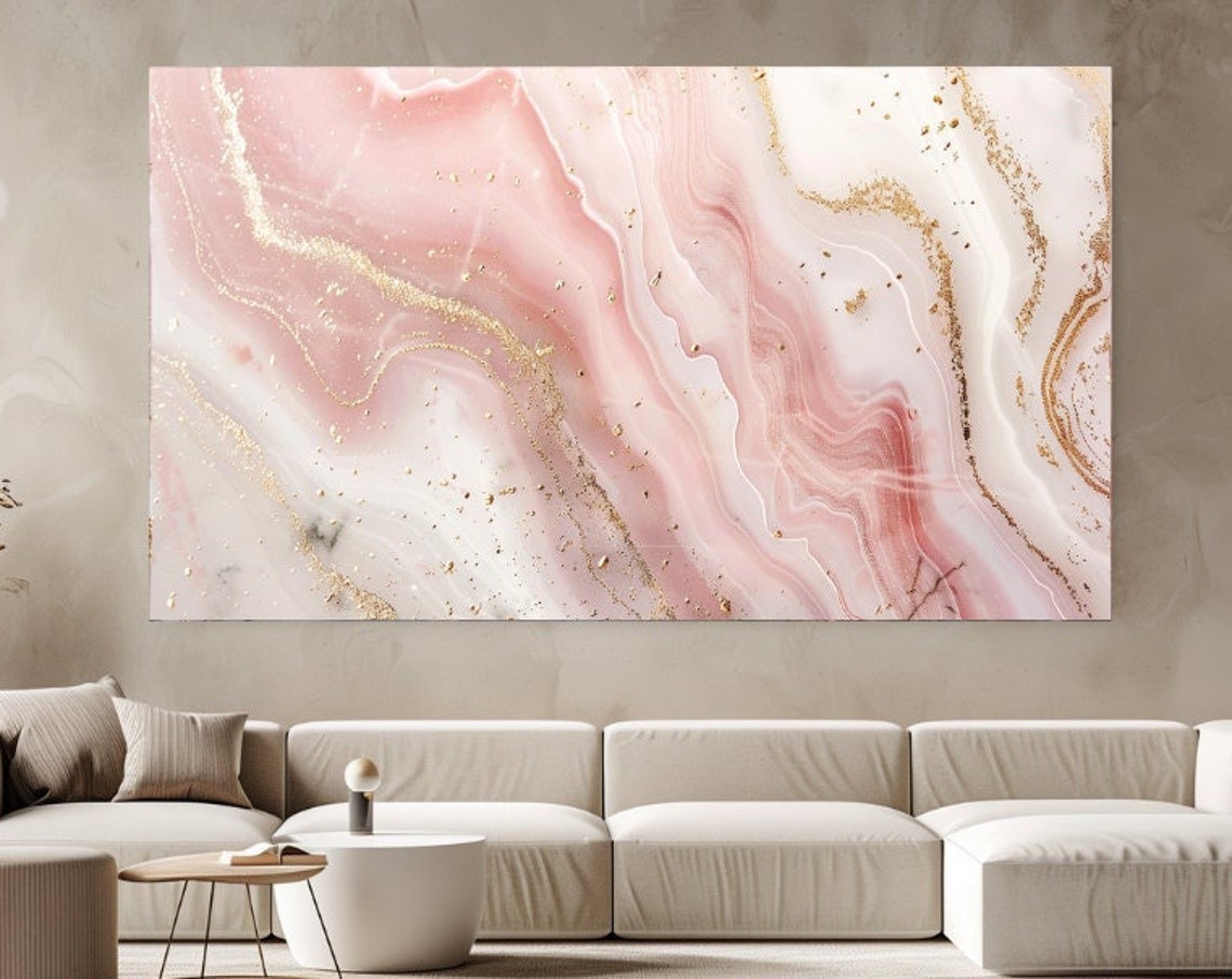 Pink Marble Agate Gold Veins Luxury Abstract Elegant Wall Art Poster
