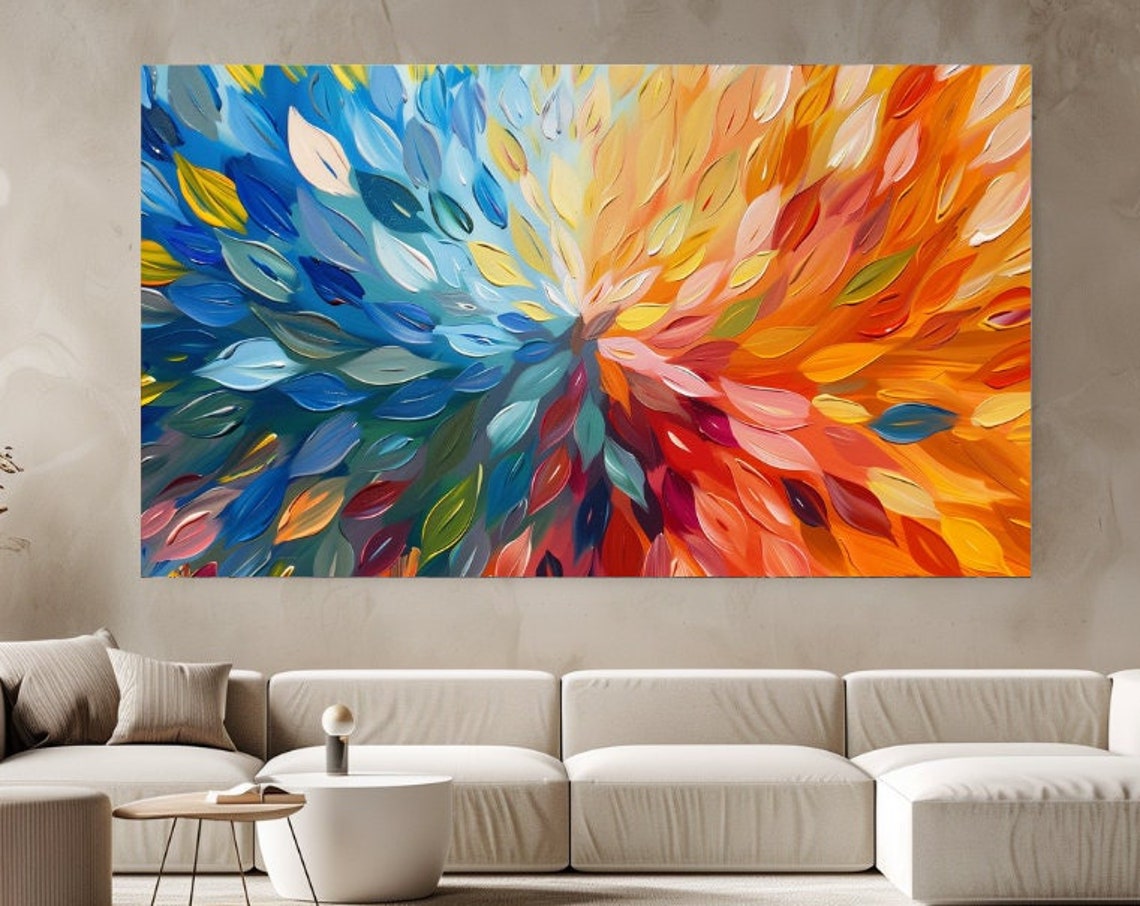 Multicolor Petal Burst Vibrant Abstract Floral Explosion Wall Art