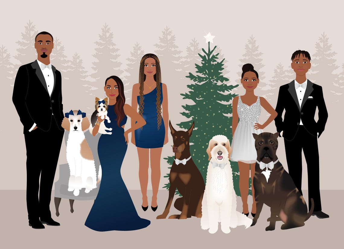 Modern Flat Family Portrait Illustration Four Person Gift Poster - Image 4
