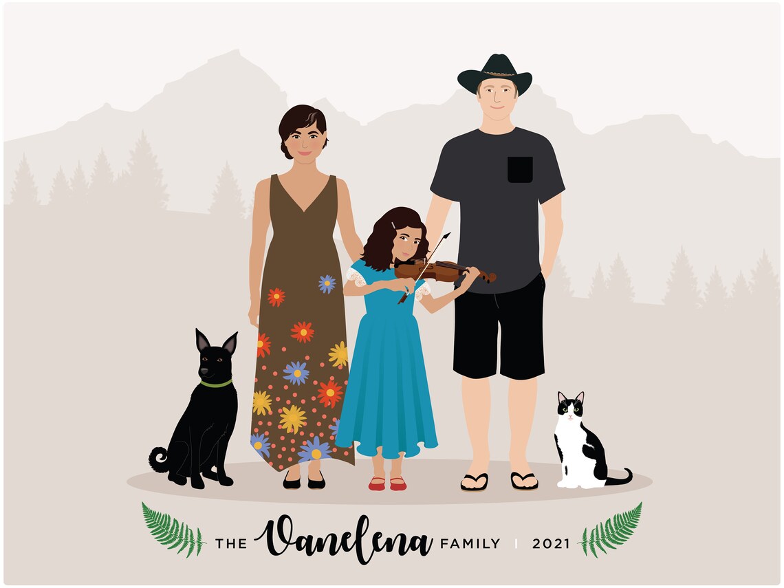 Custom Portrait Family Drawing Add On Person - Image 4