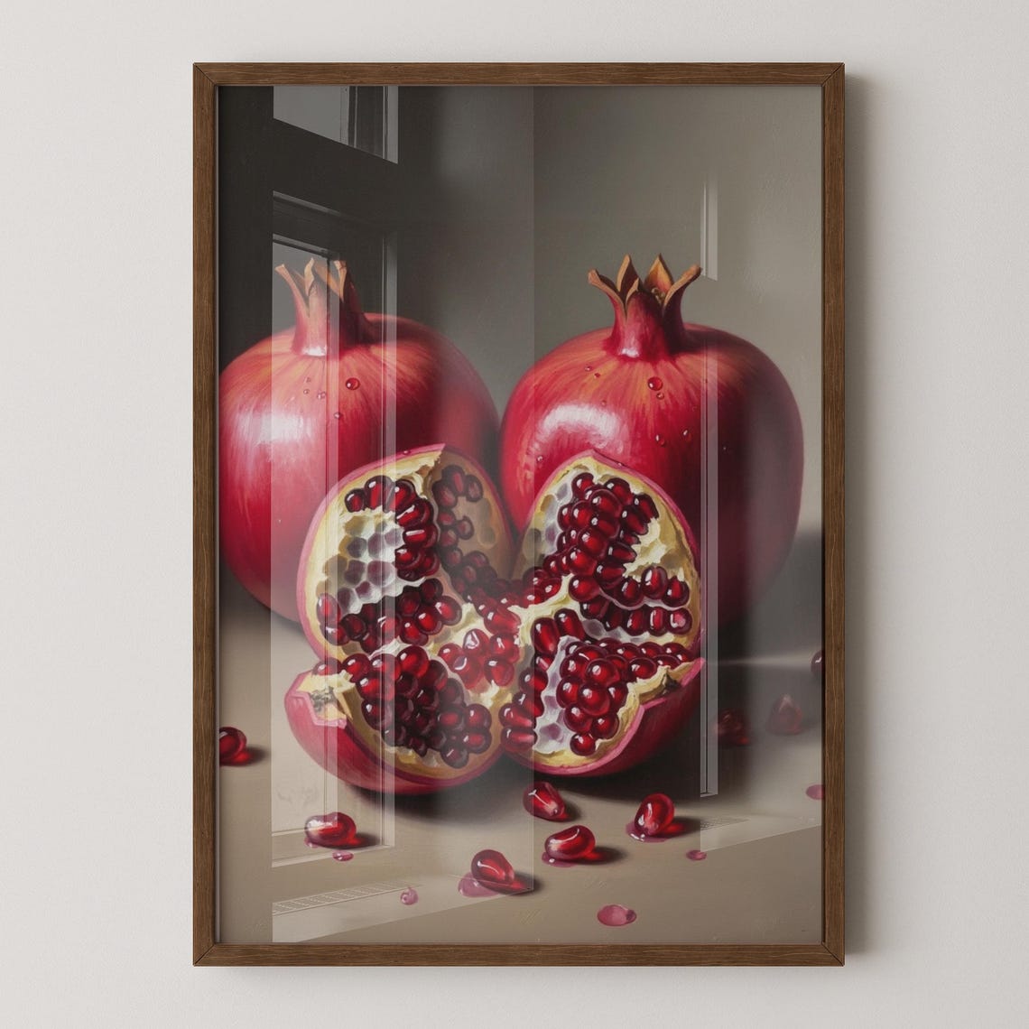 Pomegranate Still Life Painterly Botanical Fruit Kitchen Art Print