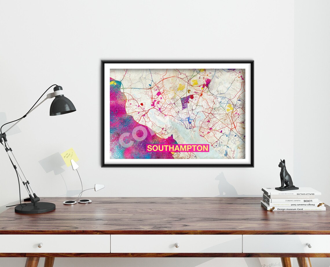 Southampton England Colorful Rainbow Street Map City Scene Poster - Image 4