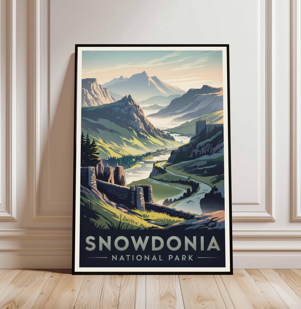 Snowdonia National Park Wales Vintage Mountain Landscape Poster