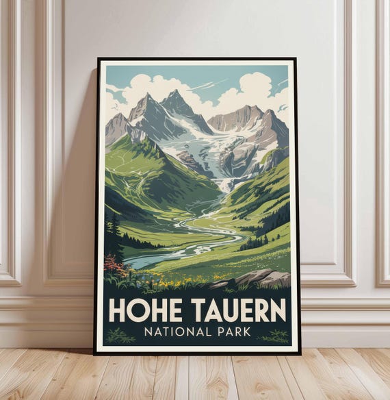 Hohe Tauern National Park Print Vintage Austria Travel Poster Digital Download