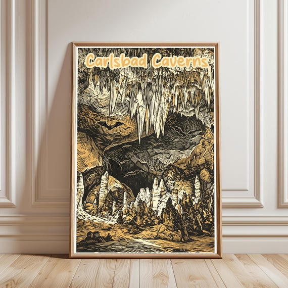 Carlsbad Caverns Poster National Park Print Vintage Travel Art New Mexico Wall Decor
