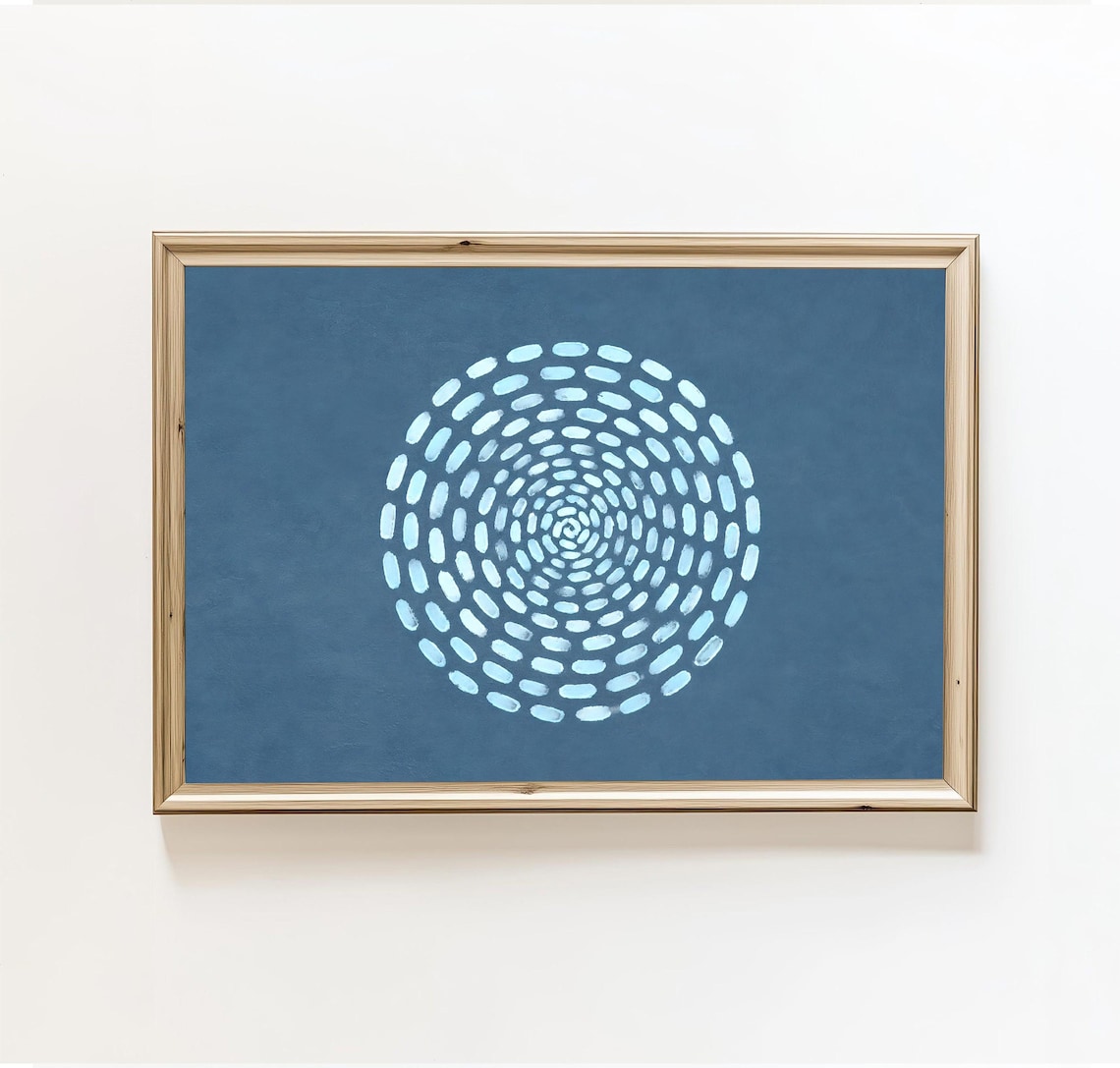 Abstract Blue Spiral, Minimalist Brushstroke Art Print