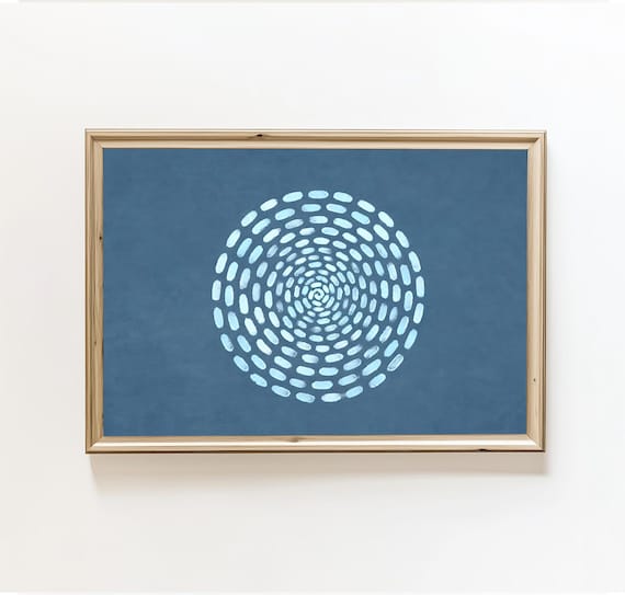 Abstract Blue Spiral, Minimalist Brushstroke Art Print