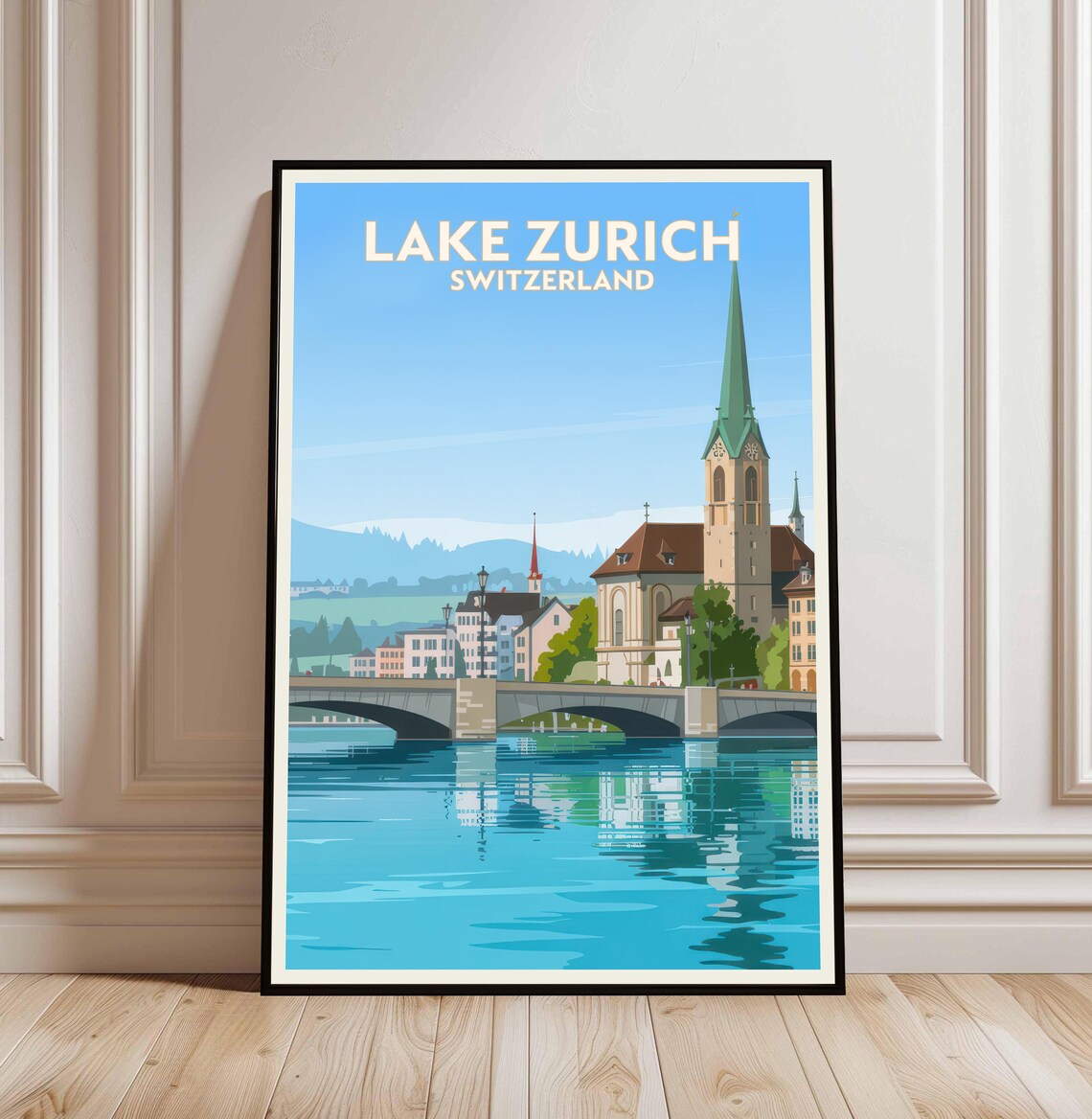 Lake Zurich Switzerland Travel Poster