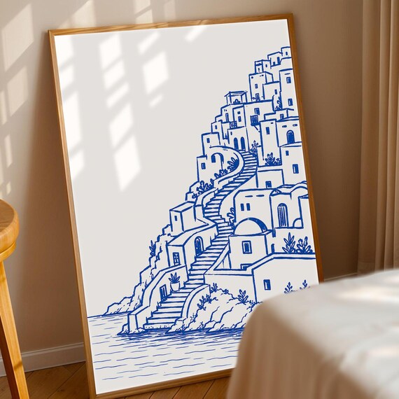 Coastal Village Mediterranean Ocean Art Print