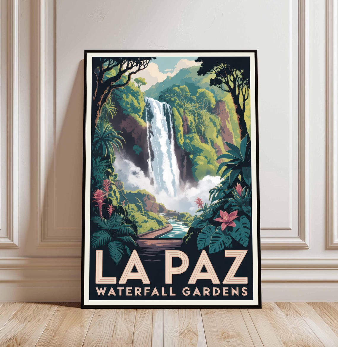 La Paz Waterfall Gardens Lush Jungle Falls Vintage Costa Rica Poster