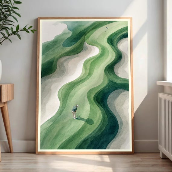 Abstract Golfer Watercolor Art Print Golf Course Wall Decor Lover Gift Sports