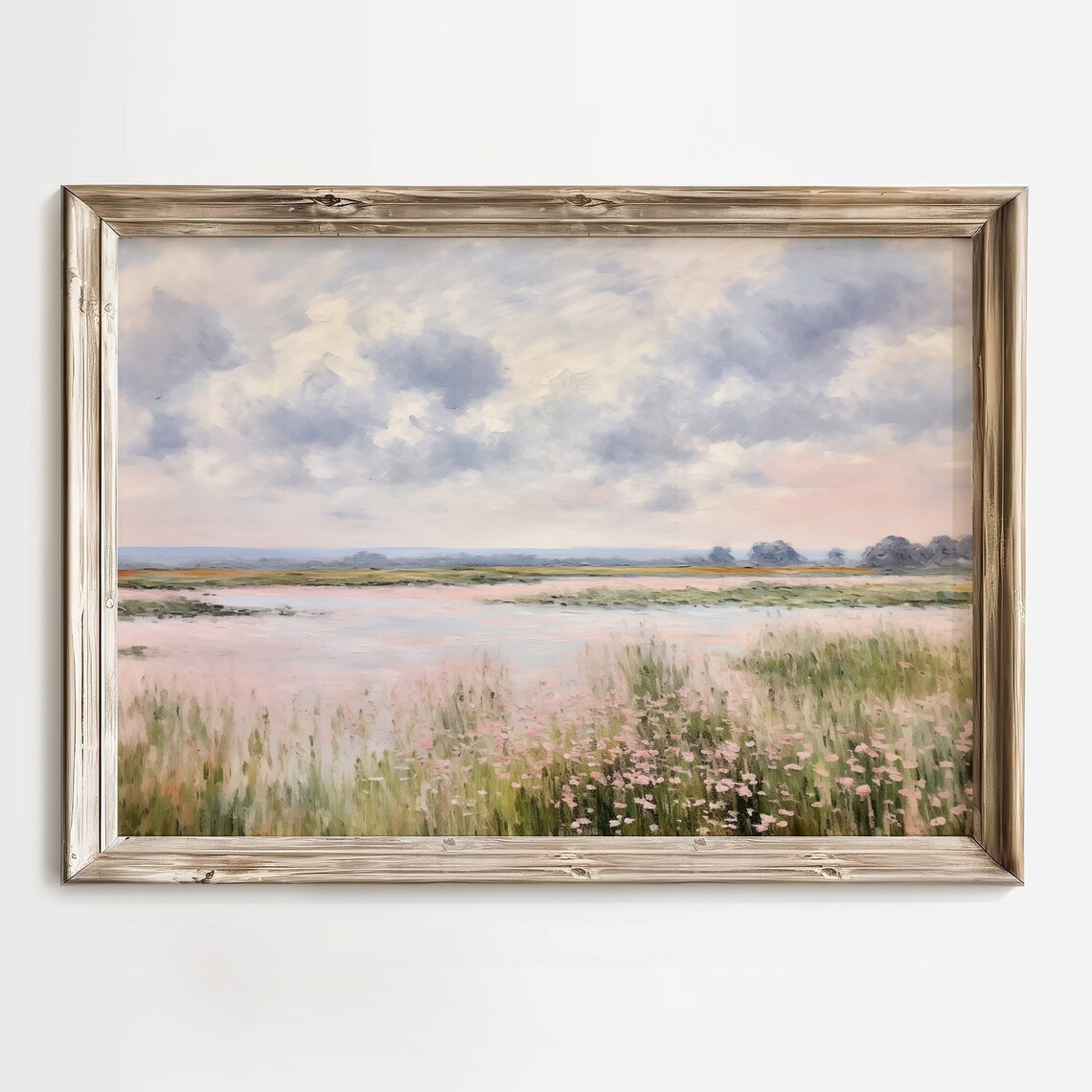Neutral Countryside Marsh Spring Landscape Art Print