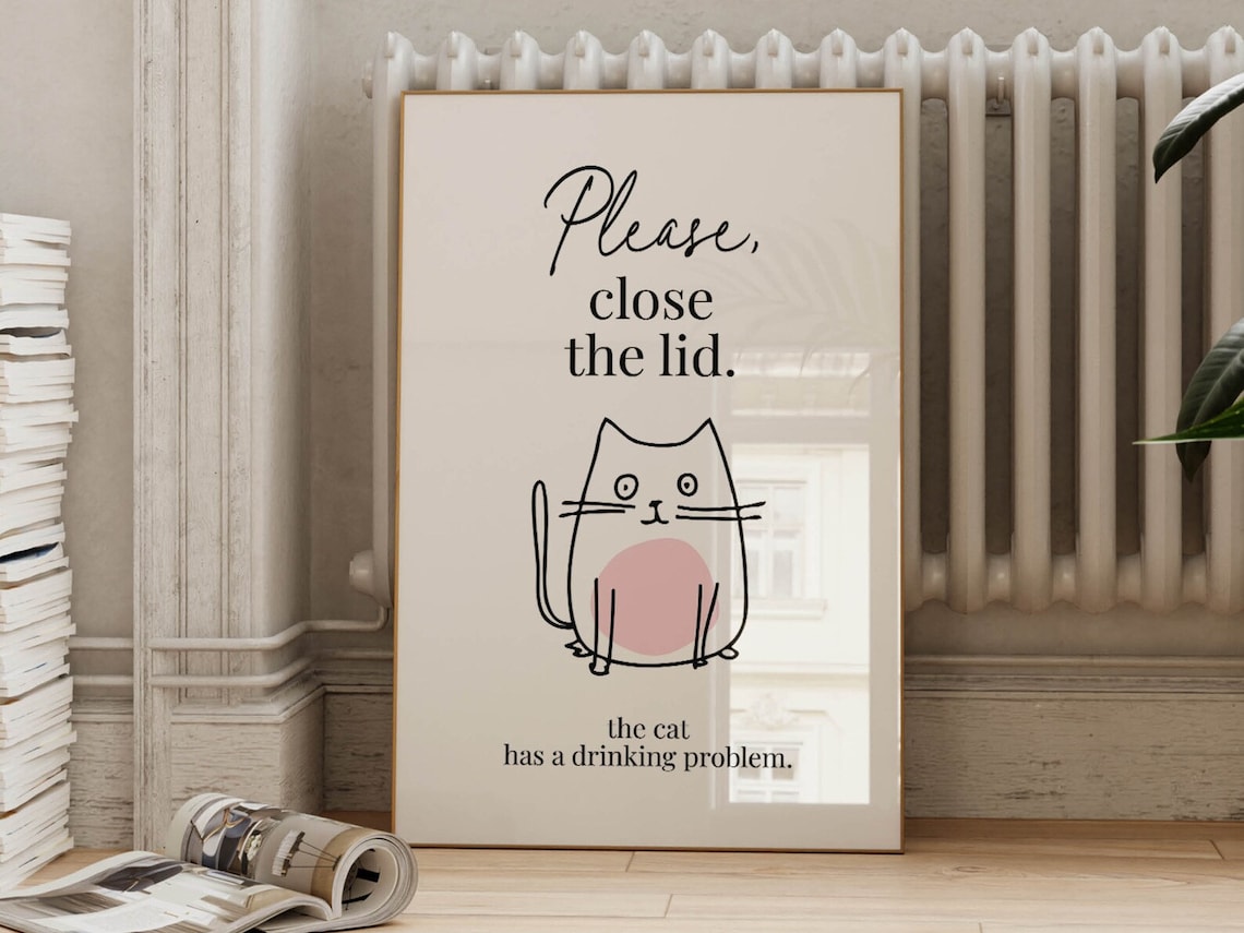 Funny Cat Bathroom Art Print, Guest Bath Decor - Image 2