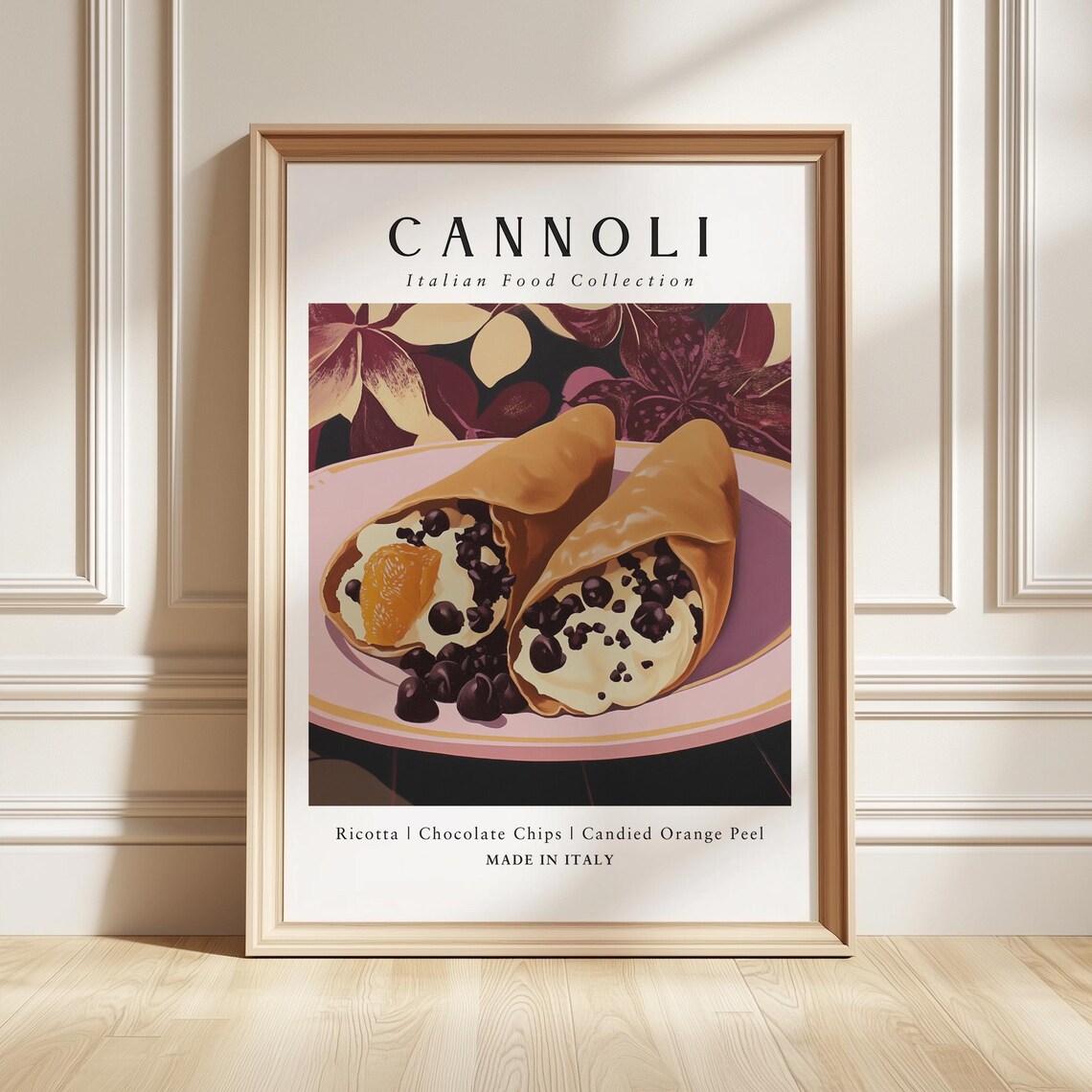 Cannoli Art Print Italian Dessert Poster Bakery Kitchen Decor Foodie Gift