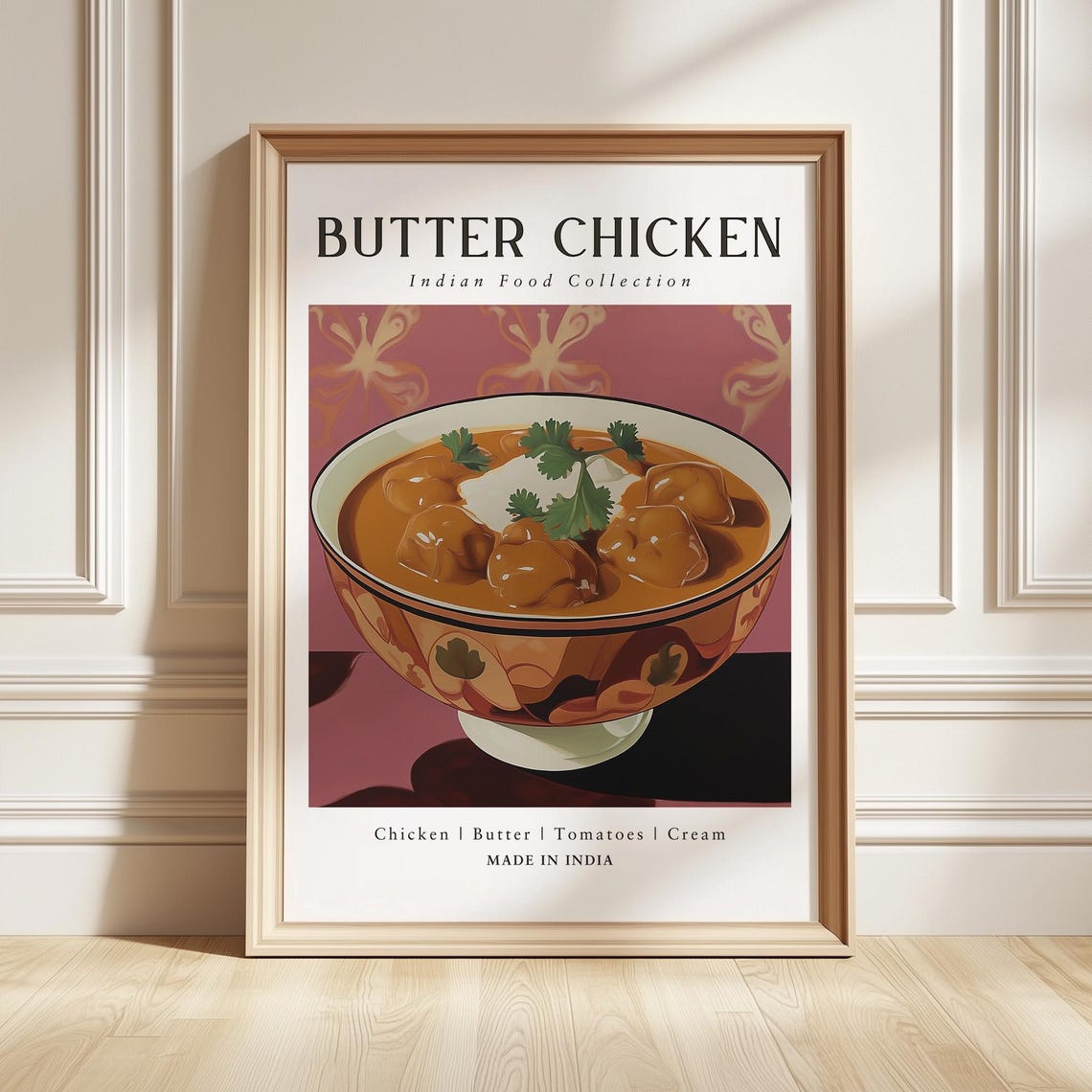 Butter Chicken Indian Food Poster Creamy Curry Bowl Kitchen Decor Art