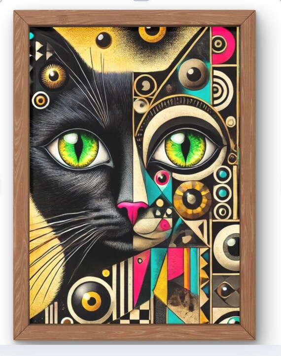 Dada Cat Face On Canvas Wall Art Home Decor Sculpture Interior Design Birthday Gift Abstract
