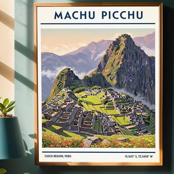 Ancient Machu Picchu Peru Inca Ruins Andes Travel Art Poster