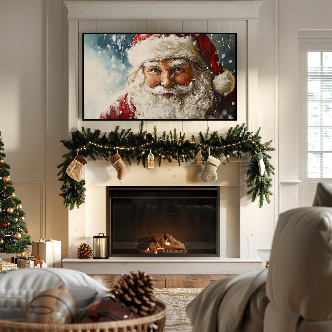 Classic Santa Claus Portrait in Snow Vintage Christmas Cheer Poster - Image 7