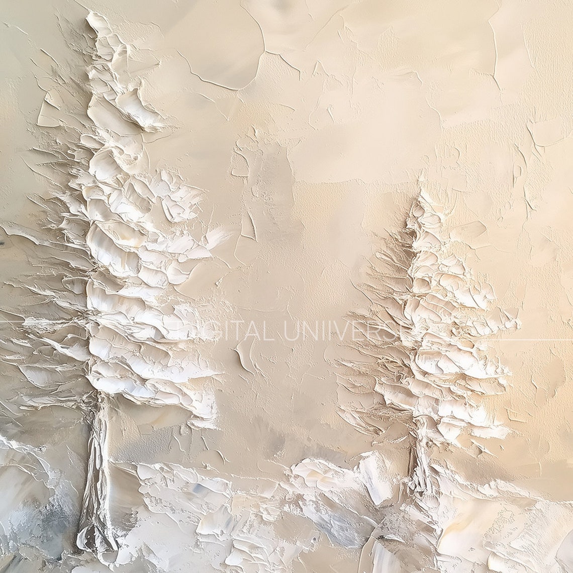 Three Frosted Christmas Trees Textured Neutral Winter Decor Wall Art - Image 4
