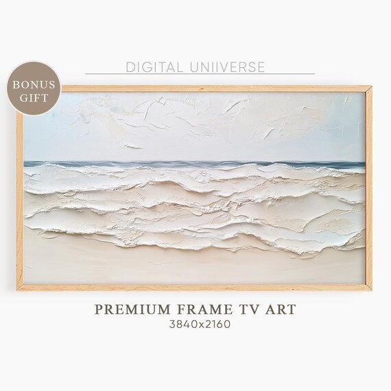 Minimalist White Ocean Waves Textured Neutral Beach Wall Art