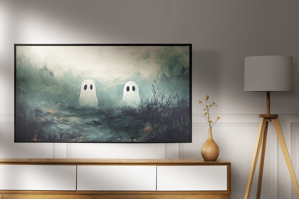Halloween Cute Ghost Frame Tv Art Vintage Art Tv For Frame Frame Tv Art - Image 7