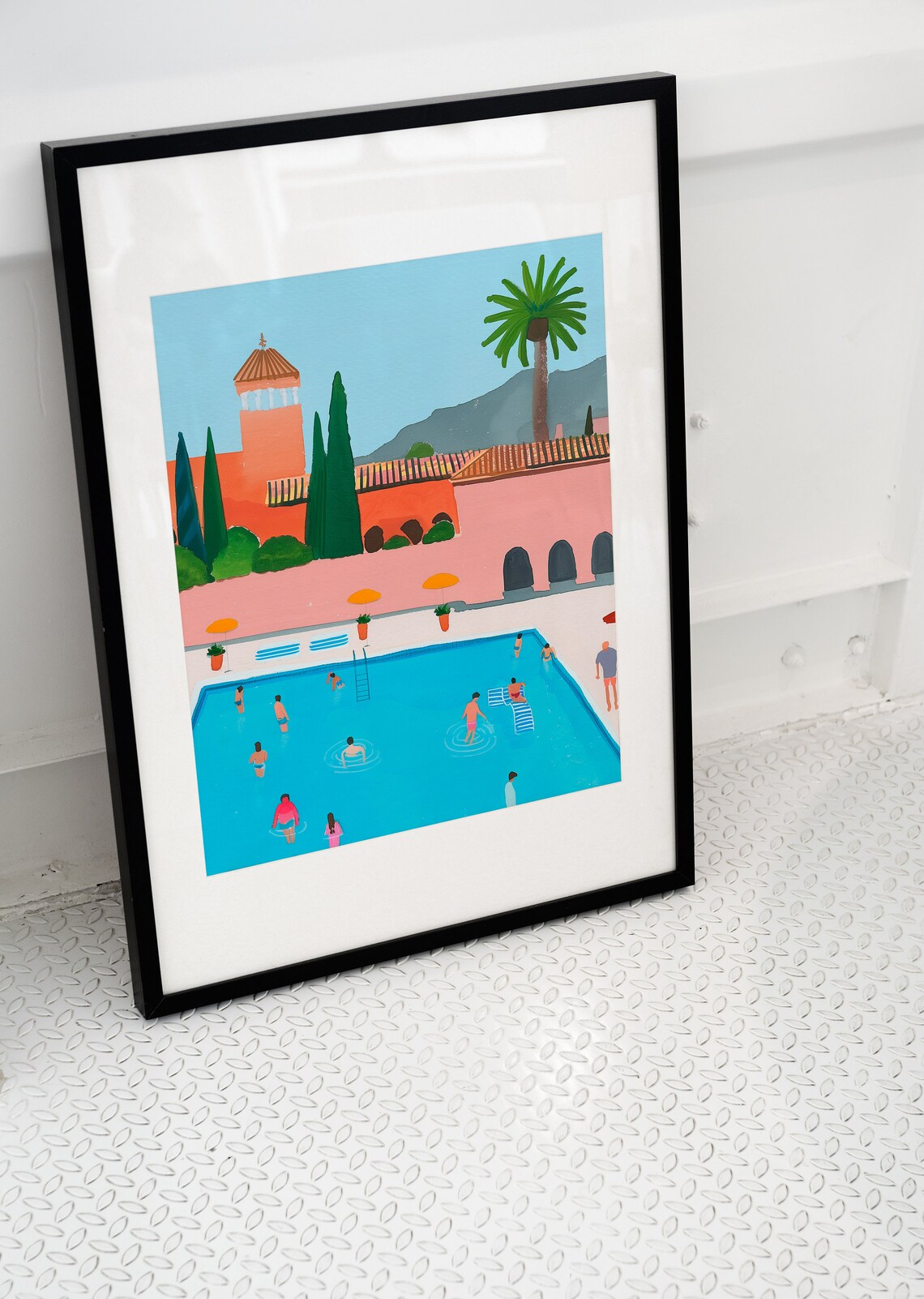 Swimming Pool Minimalist Gouache Travel Poster - Image 4