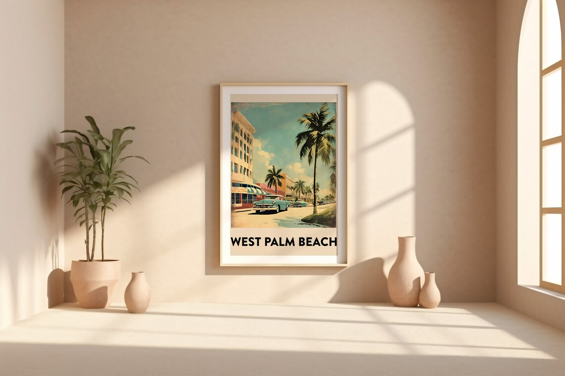 West Palm Beach Vintage Travel Poster, Florida Art Print - Image 3